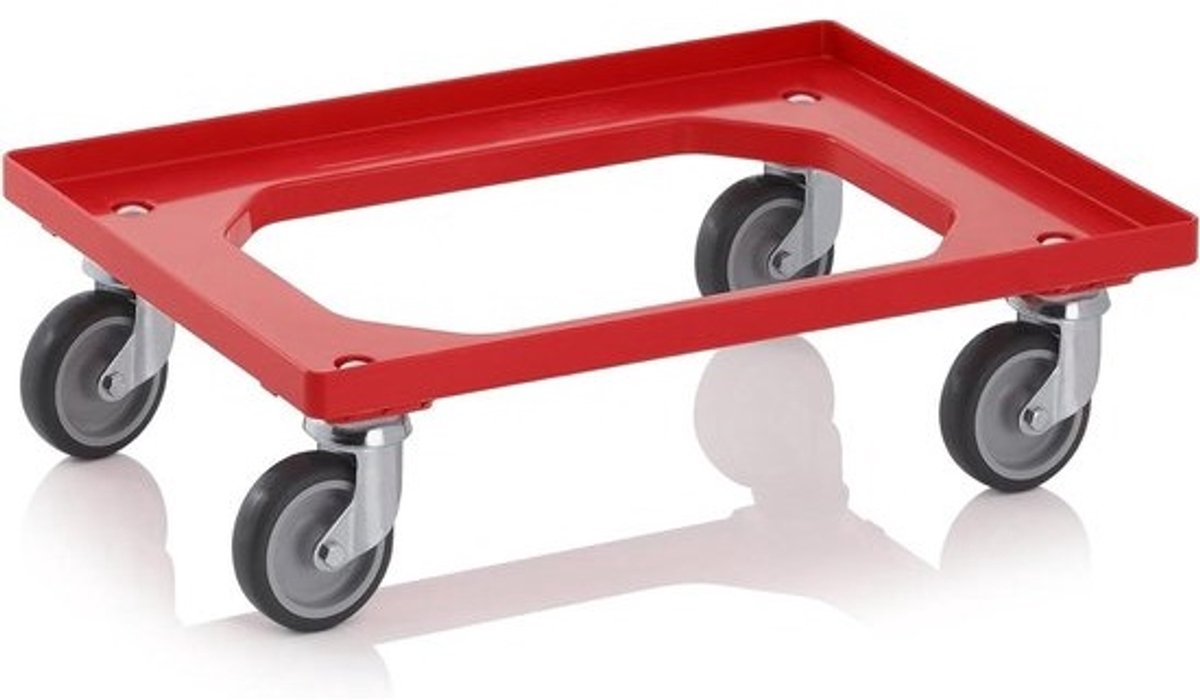 Transportrollers Set - Verrijdbare Bakken - Container Verplaatsen - Met Rubberen Wielen - 5 Stuks 60x40 - Rood