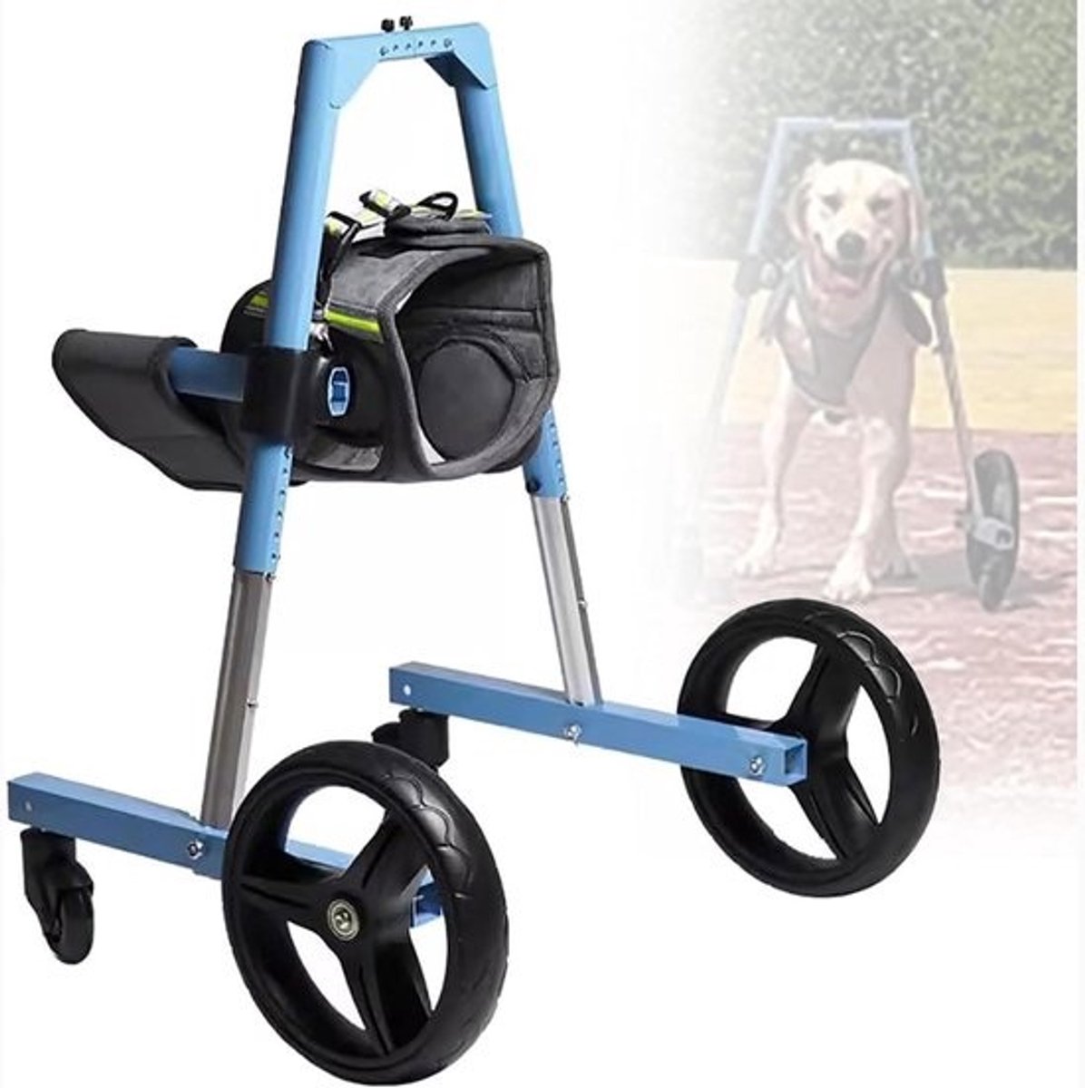 Hondenrolstoel - Mobiliteitshulp Hond - Huisdier Revalidatie - Lichtgewicht Aluminium Frame - 4 Wielen - Blauw