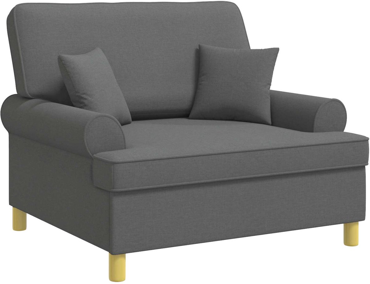 vidaXL XXL - fauteuil - met - kussens - Donkergrijs - Stof