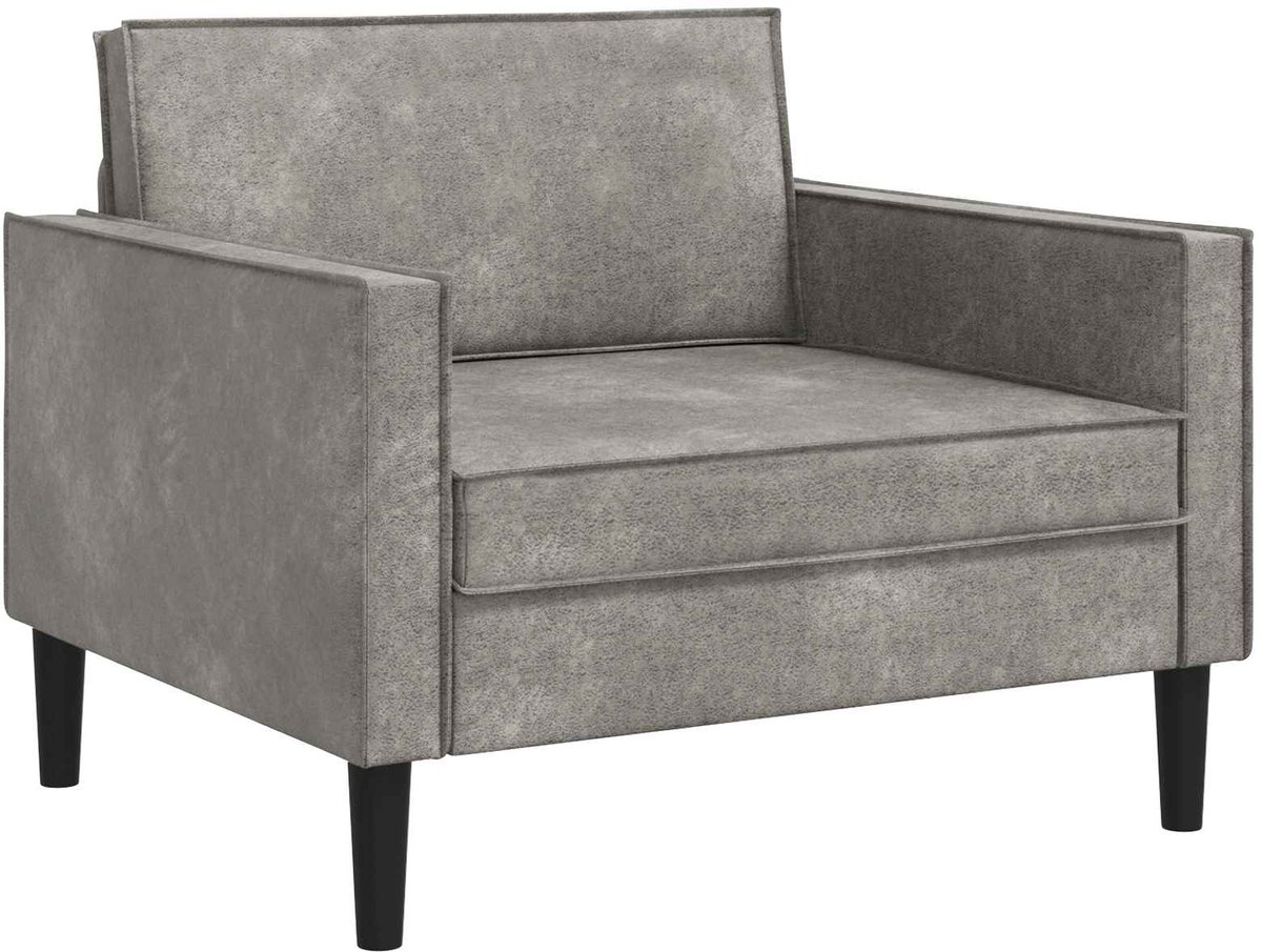 vidaXL XL - fauteuil - Lichtgrijs - Kunst - Suède - Leer