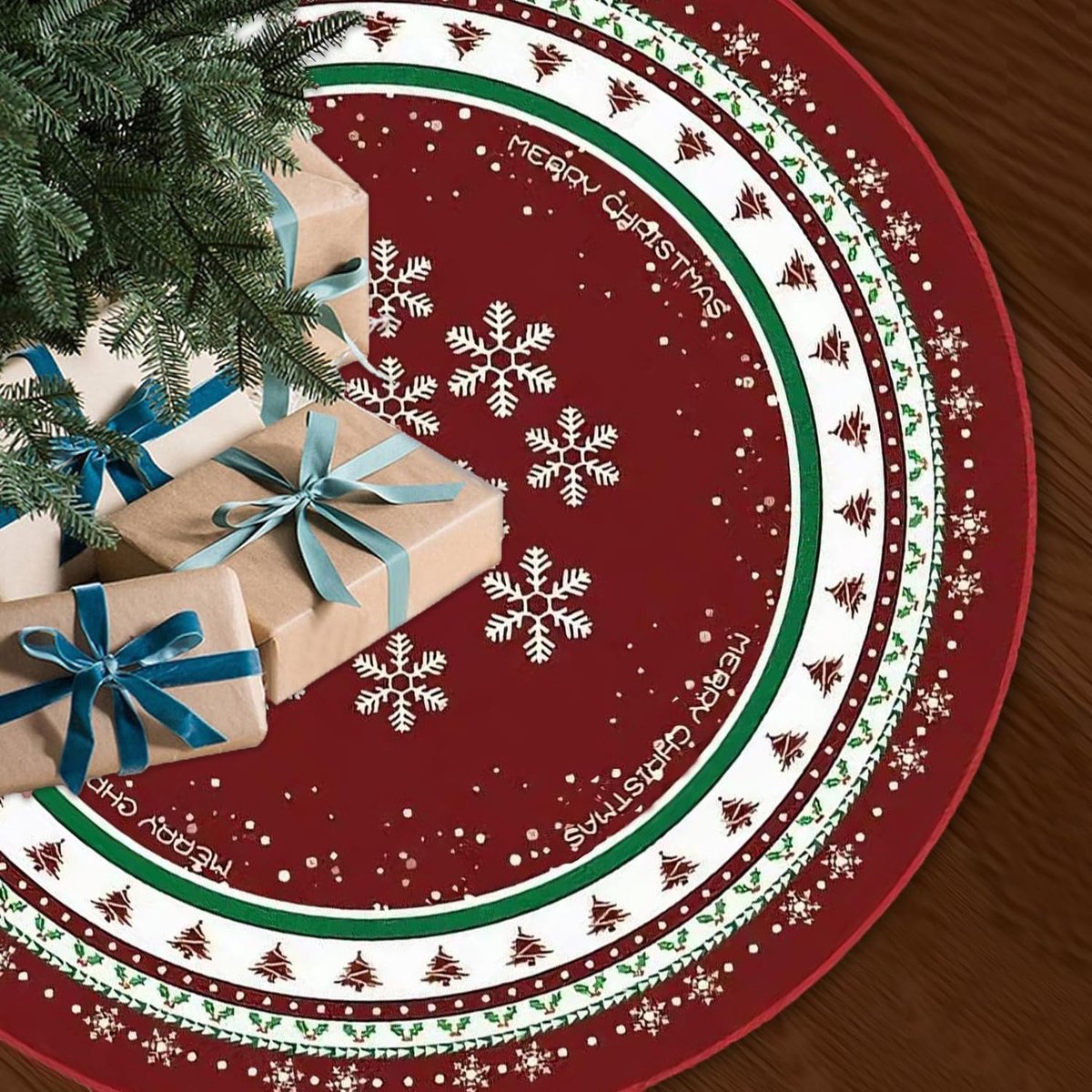 120 cm, kerstboomtapijt, dennenvoetafdekking, decoratieve kerstboomdeken voor kerstboomdecoratie