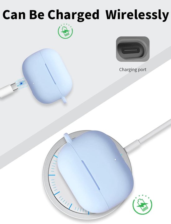 Hoes voor Huawei FreeBuds SE 4 ANC oordopjes, schokbestendig, waterdicht, zacht en slank, siliconen afdekking met sleutelkoord, sleutelhanger en reinigingsset, azuurblauw — afbeelding 3