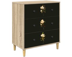 vidaXL - Ladekast - BREMEN - Magnolia - print - 66 - x - 36,5 - x - 75 - cm - Bewerkt - hout