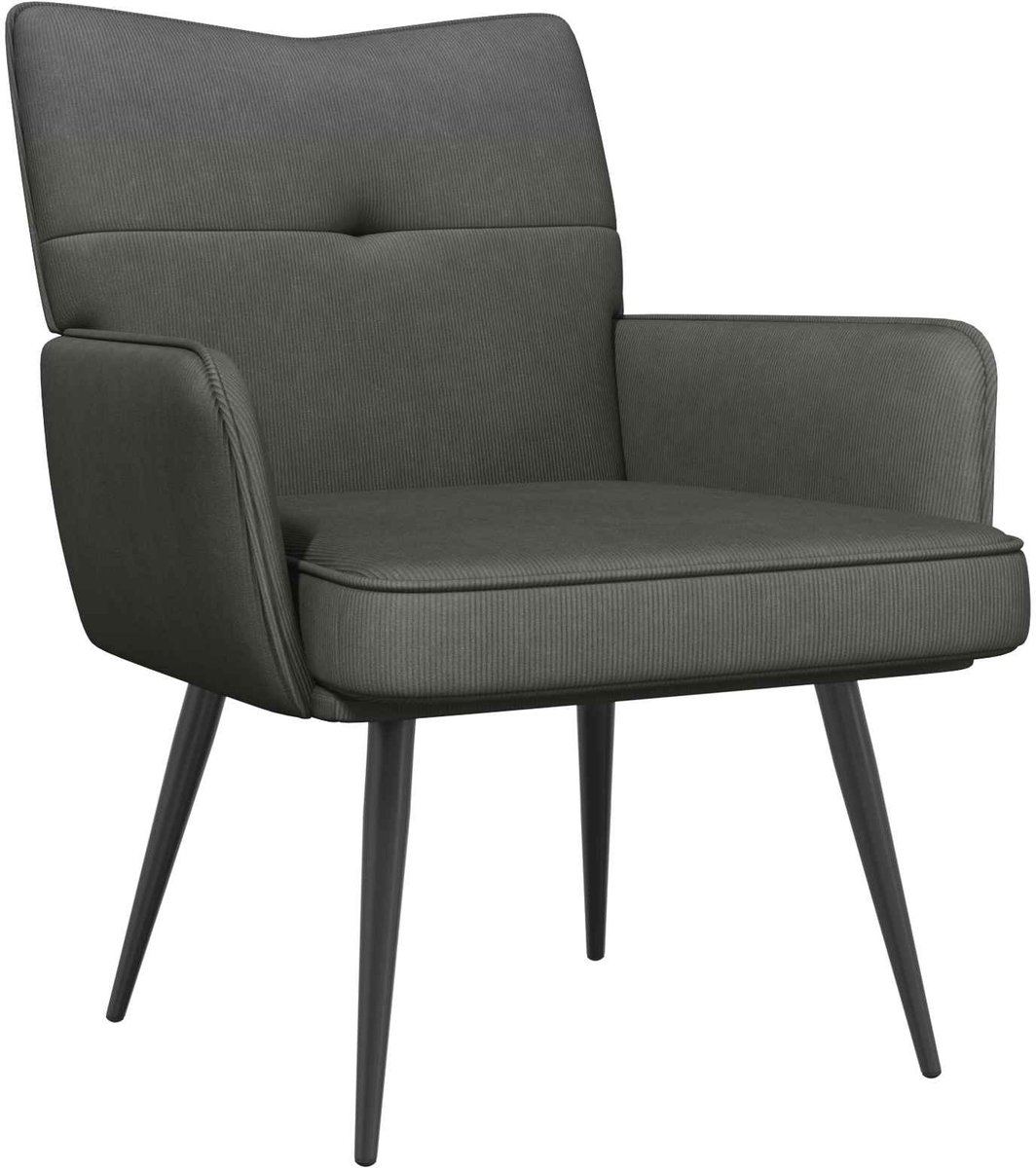 vidaXL Fauteuil - Donkergrijs - Corduroy - stof