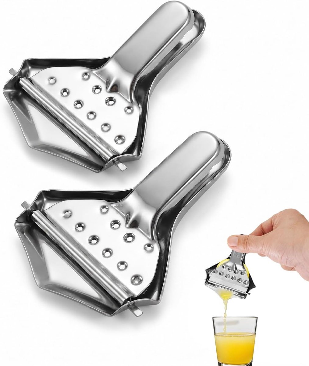 2 stuks handmatige citroenpers van roestvrij staal (metallic)