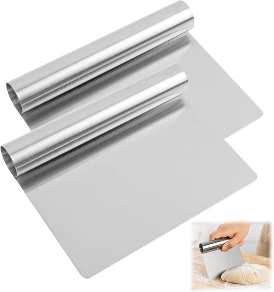2 stuks pastasnijder, groenteopvanger, keuken, roestvrij staal, keuken, deegmes, 15 x 11 cm, voor deeg, cake, pizza, gebak, snijden en reinigen — afbeelding 5