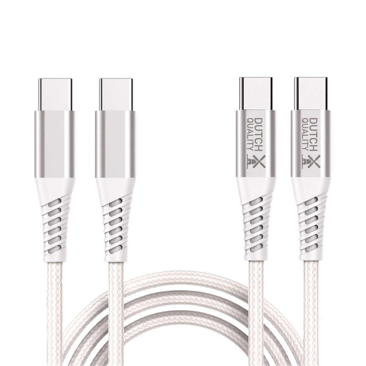 Dutch Quality® 2x 1 meter USB C naar USB C stevige nylon kabels geschikt voor smartphones, tablets, laptops, powerbanks, koptelefoons, camera’s en meer- oplader kabel USB C - USB C naar USB C kabel - Oplaadkabel - Lader – Laadkabel (2-pack)