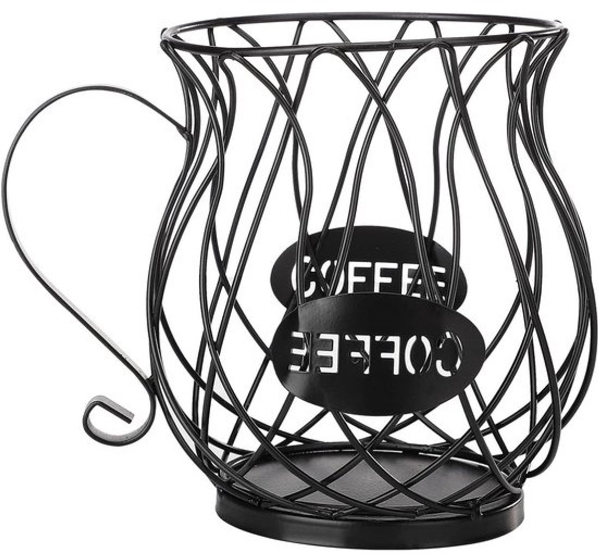 Koffiepadhouder Organizer - Espresso Cup Houder - Koffie Opslag - Decoratief Draadontwerp - 17.5x9.5x14cm - Zwart