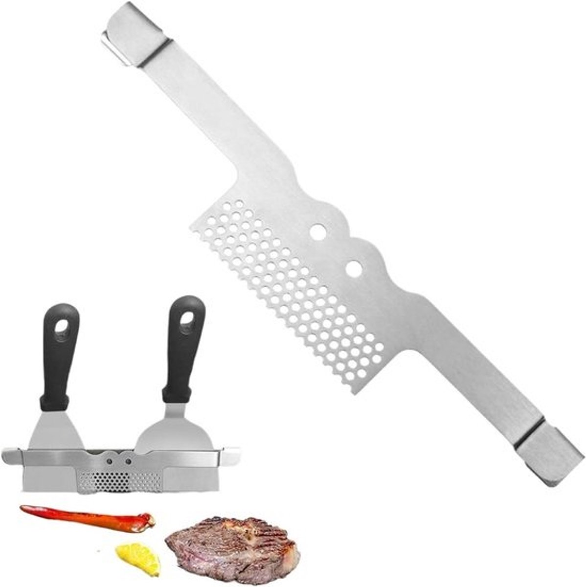 Bakplaat Spatelhouder - Grill Tool Rack - Barbecue Koken - Roestvrij Staal - 30 x 5.8 cm - Zilverkleurig
