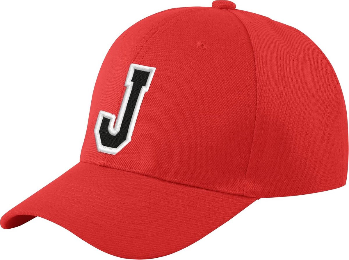 Morefaz New Baseball Cap Rood Jongen Meisjes Kinderen Hoed Unisex A-Z Alfabet (J)