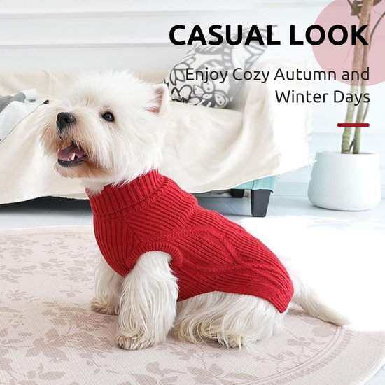Hondentrui voor kleine honden, warm en comfortabel, stretch kattentrui, chihuahua, Yorkshire terriër, dwergpoedel (rood, XS) — afbeelding 3