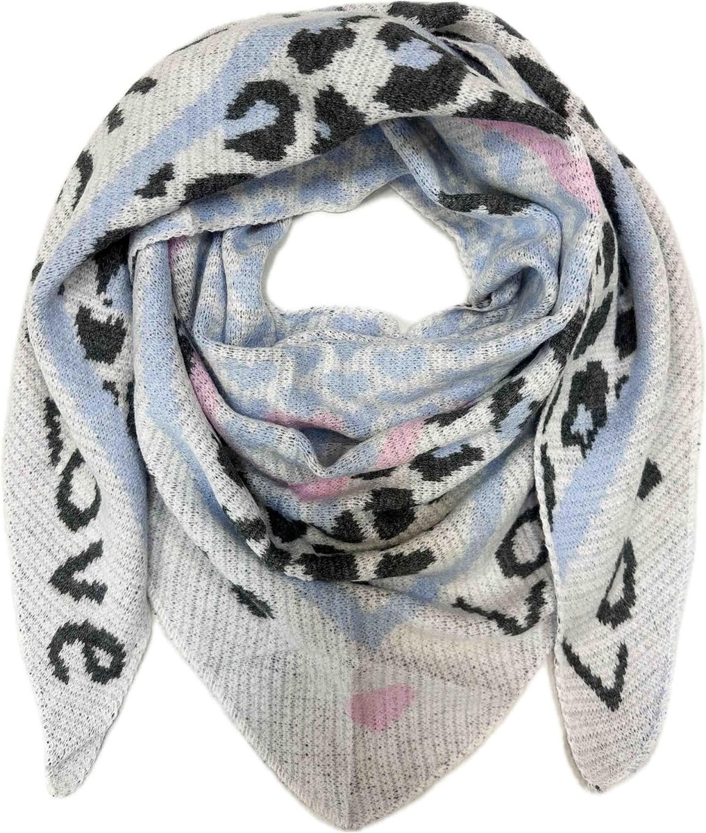 driehoek gebreide sjaal liefde luipaard patroon warme winter sjaal fashion doek herfst lente colsjaal driehoekige sjaal stola wol doek