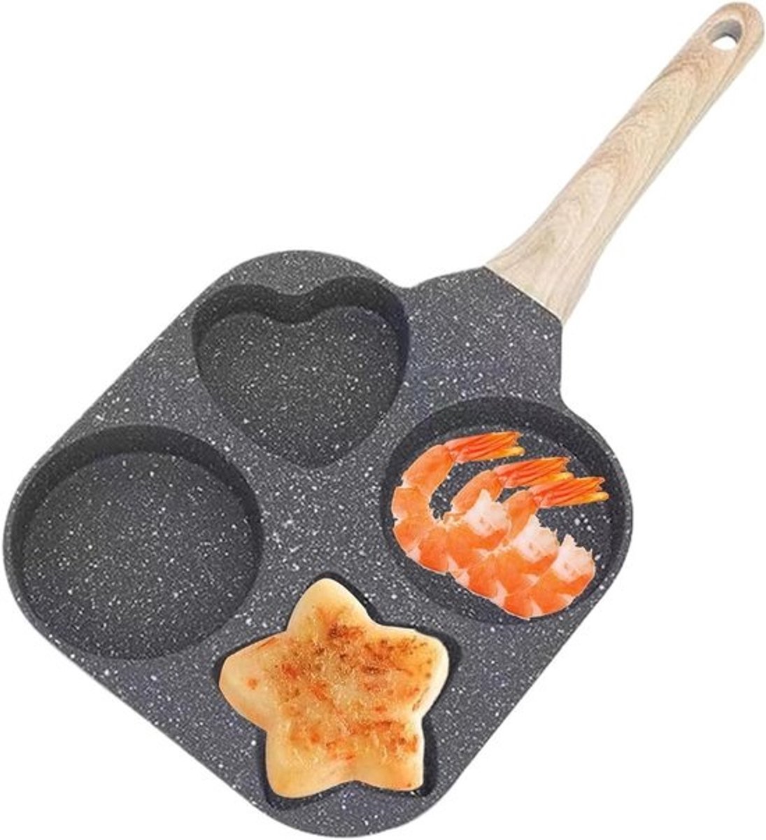 Eiervormen – anti-aanbak omelette-maker, keukenpan voor 4 spiegeleieren, set van spiegeleieren, ontbijt-sandwichpan, multifunctionele keukenhulp voor braden koken bakken