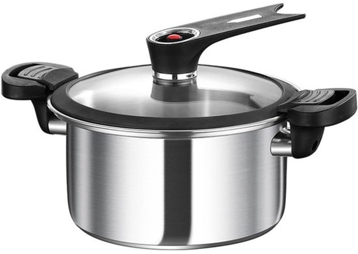 Druk Slow Cooker - Multicooker Pan - Snel Koken - Antiaanbaklaag - 3.5 Liter - Zilver Zwart
