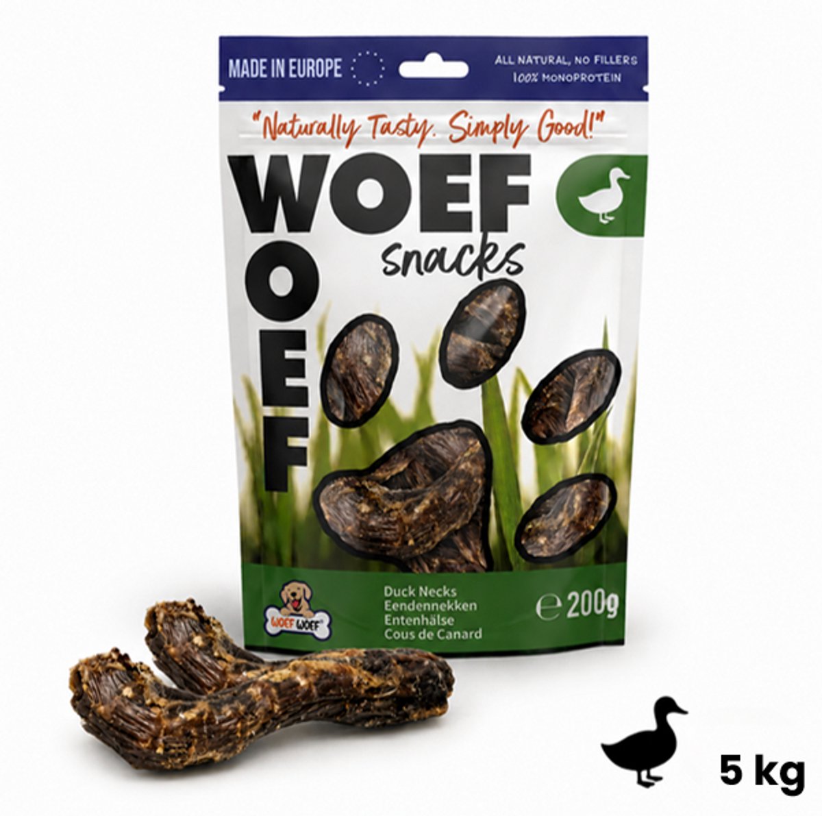 Woef Woef Snacks Hondensnacks Eendennekken 5.00 KG - Vanaf 3 maanden - Geen toevoegingen