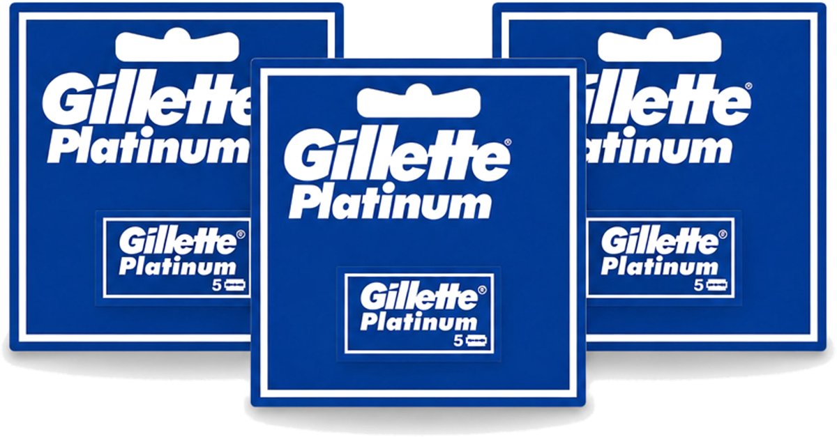 3 x Gillette - Platinum - Extra scherpte - 5 Navulscheermesjes - Voordeelverpakking - 3 stuks