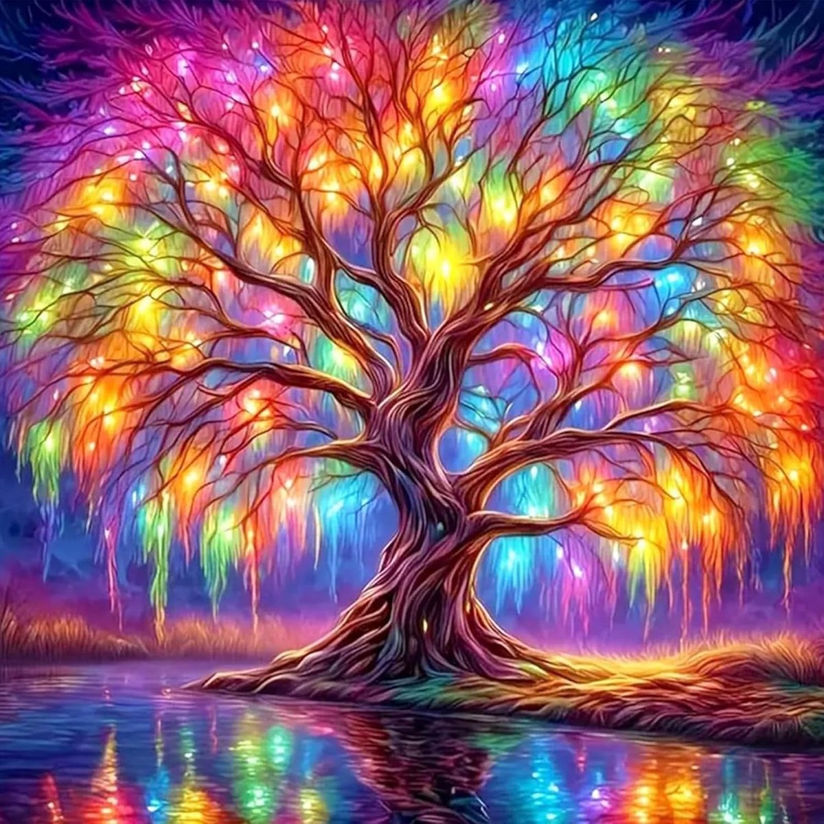 Diamantschildersets, 5D DIY Diamond Painting Kleurrijke Boom Kits voor Volwassenen Beginners, Volledige Boor Ronde Diamond Art Craft Set Geschenken 30 x 30 cm