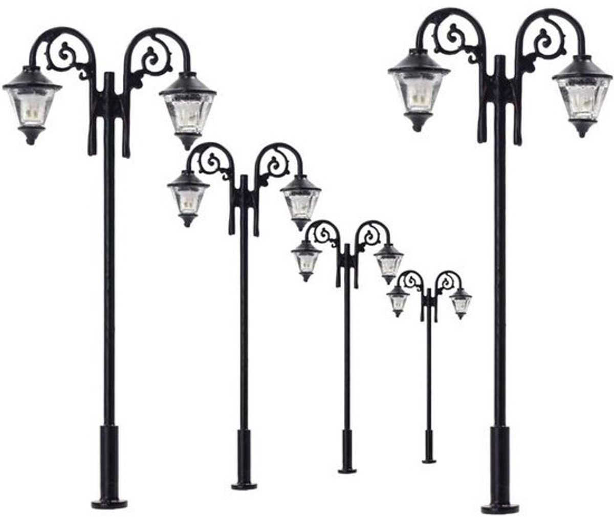 5 stuks LED Straatlantaarns 66mm Warm Wit voor Modelspoor H0/00 Verlichting