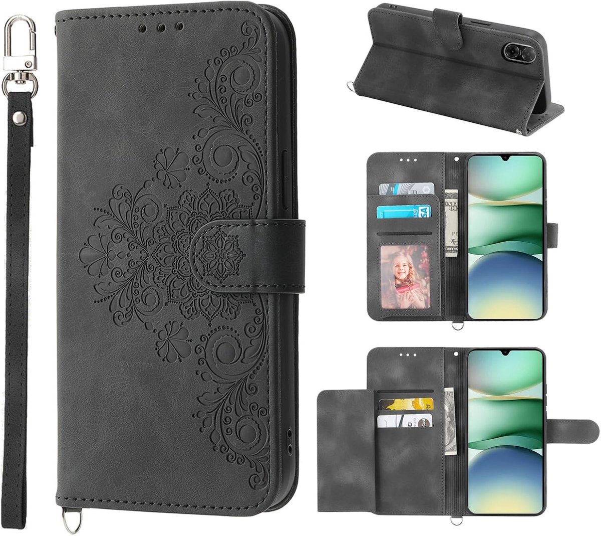 Case voor REDMI A5 4G 6.88 met magnetische sluiting, volledig omhullend PU-beschermingsmateriaal, krasbestendig, valbestendig, zwart
