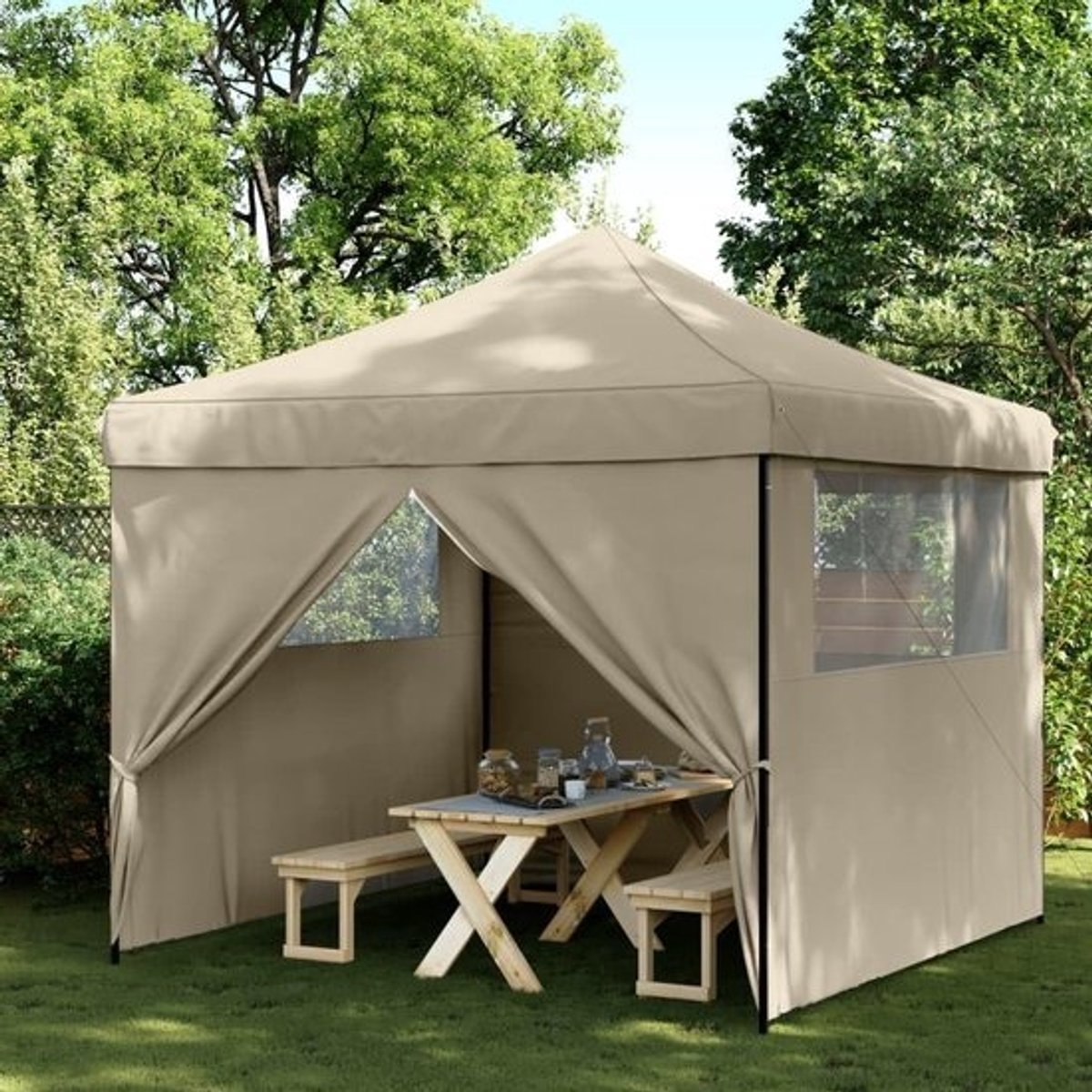 Opvouwbare Partytent - Tuinpaviljoen Tent - Feestelijke Bijeenkomsten - Waterafstotend Dak - 292x292x315 cm - Taupe