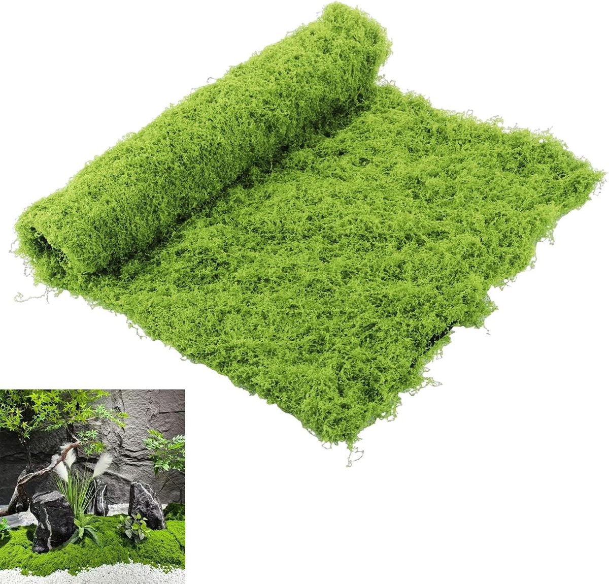 Kunstgras mat 1 x 1 m, lichtgroen, ideaal voor decoratie, mosmuur en modelbouwprojecten
