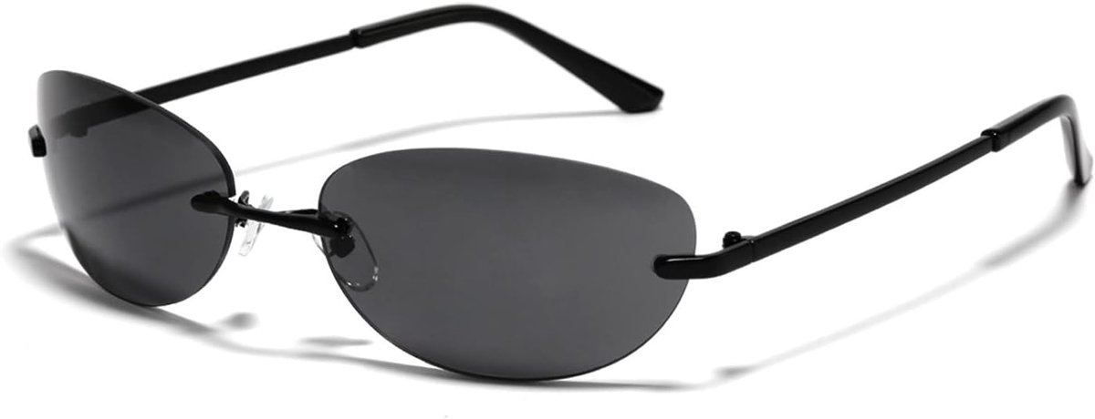 Ovale zonnebril met randloze lens metalen frame bril voor dames heren outdoor activiteiten