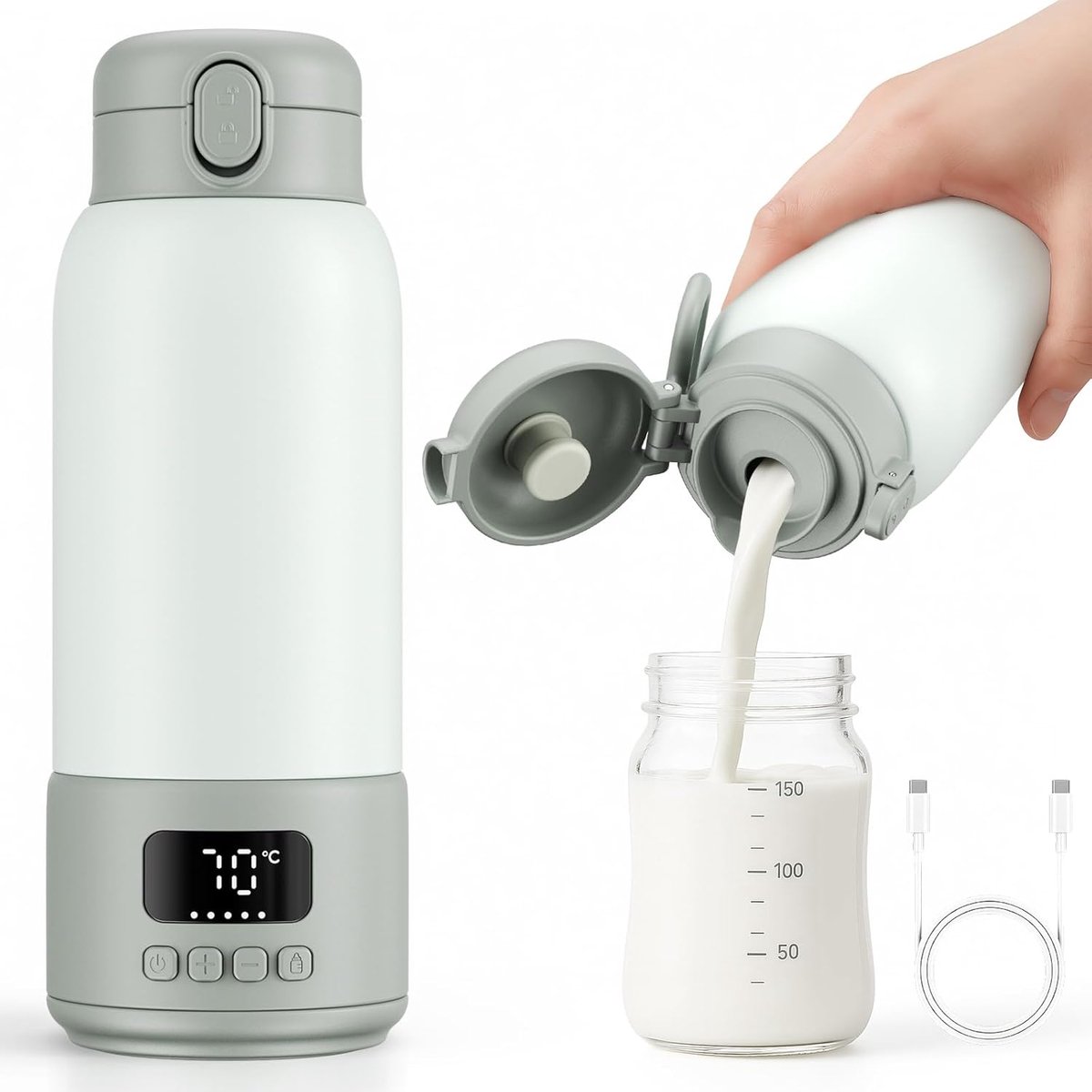 Flessenwarmer voor pasgeborenen, 500 ml, 100 W, snel, draagbare flessenwarmer