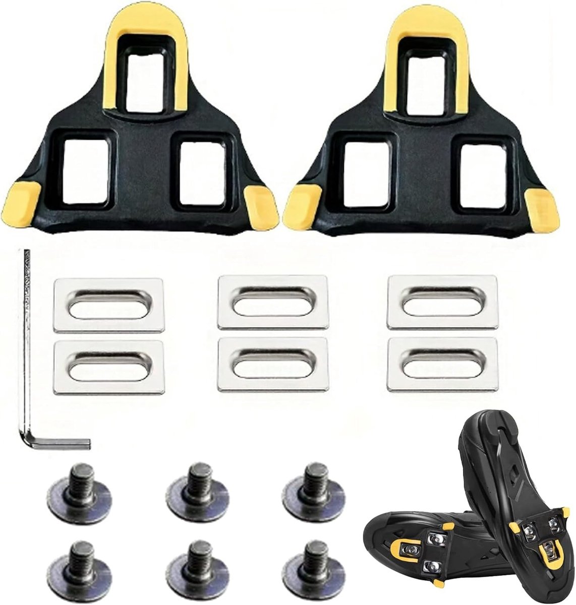 Fietsplaatjes Geschikt voor SPD-SL Pedalen - Set van 3 gaten, ideaal voor racefietsen en mountainbikes, inclusief titanium schroeven en accessoires