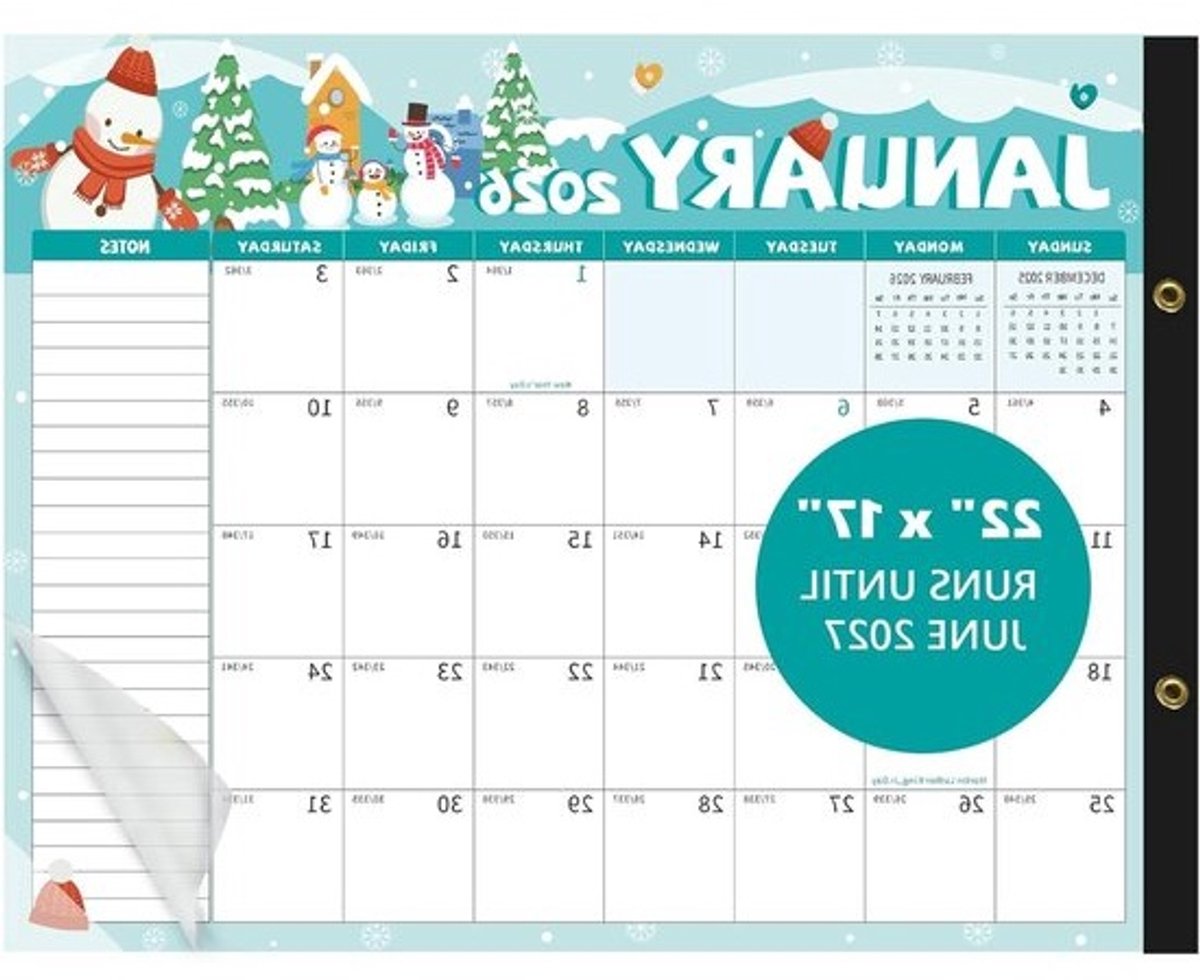 Bureaukalender Planner - Bureauonderlegger Kalender - Academische Planning - Waterdichte Hoes - 22 x 17 Inch - Multicolor