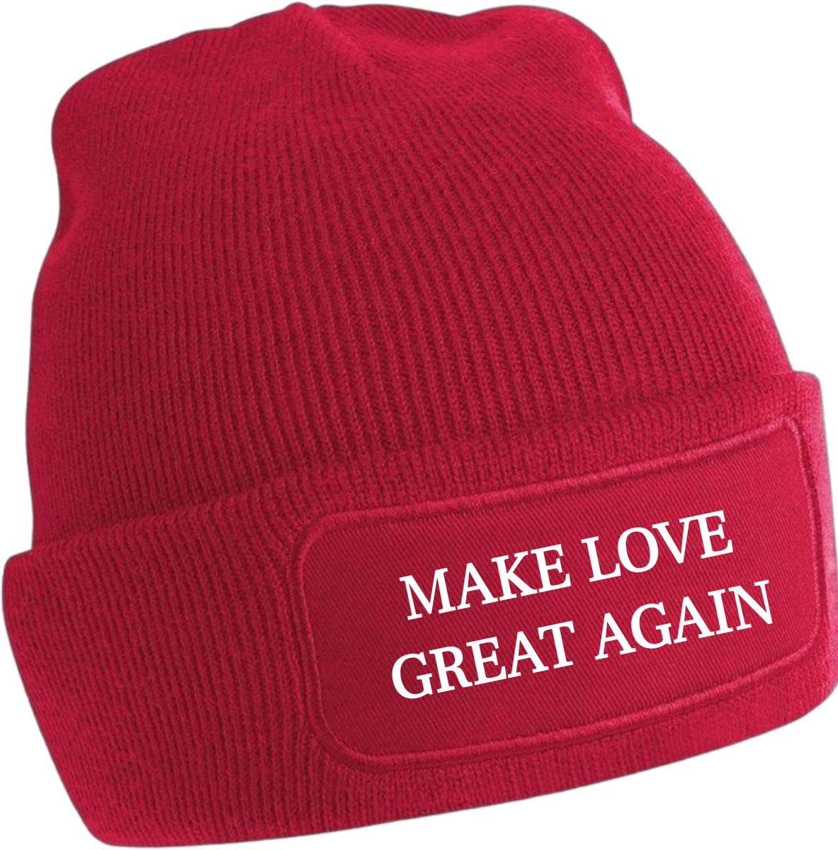 Rode beanie Make Love Great Again - Muts - statement - winter - vrede