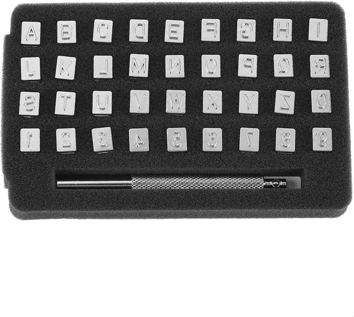 36 Stks Stempel Nummer Punch Set, Stalen Letter Lederen Stamper Ponsgereedschap voor Doe-het-zelf Leer Ambachtelijke Afdrukken Ambachtelijke Stempelen (6mm)