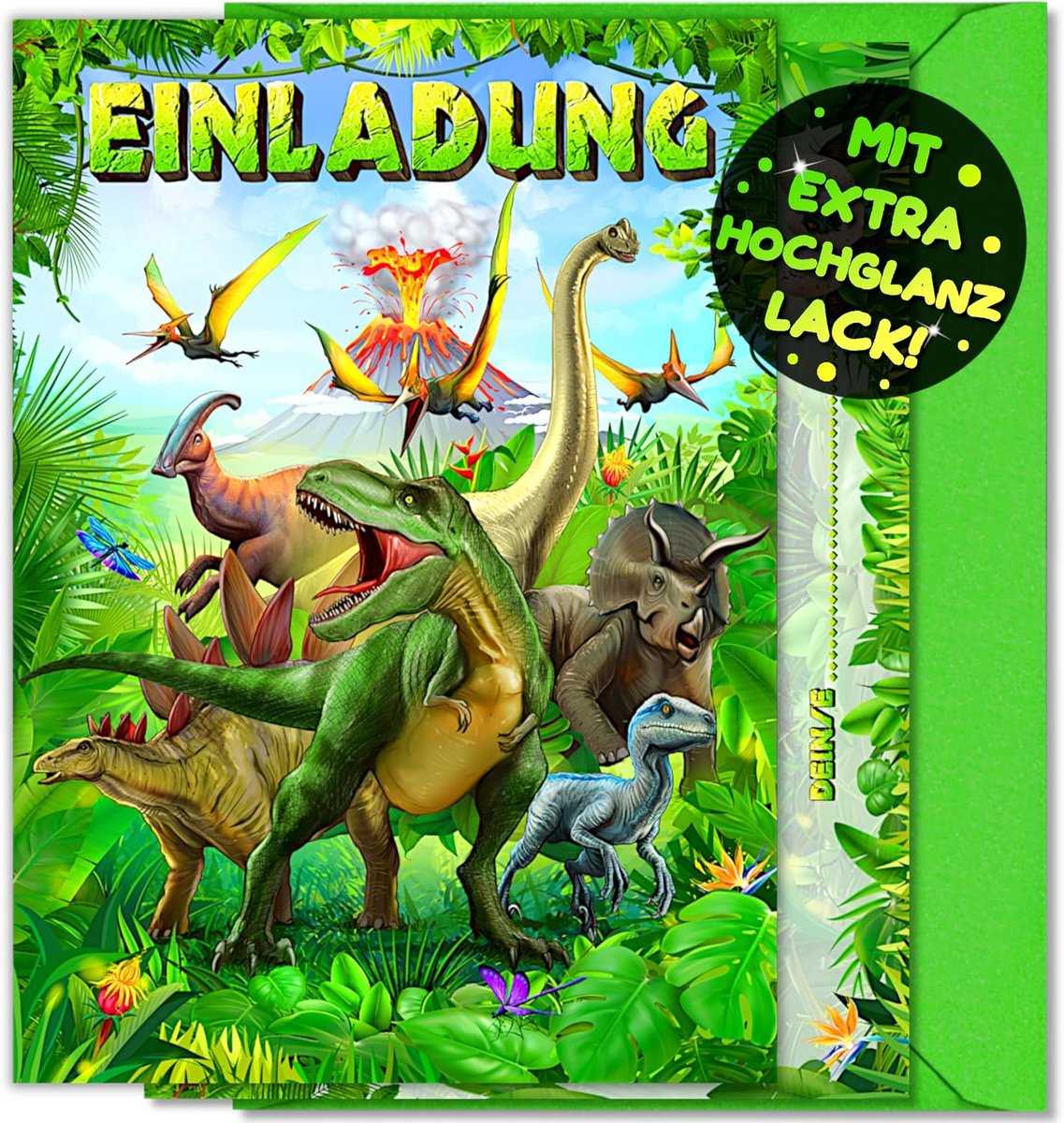 12x Dinosaurus INVITATIEKARTEN VOOR KINDERFEEST JONGENS MEISJES + 12x Enveloppen - de Dino FEESTINVITATIES zijn de Dino UITNODIGING voor Jongens Meisjes Kinderen VERJAARDAG Dino KINDERFEEST Dinosaurus