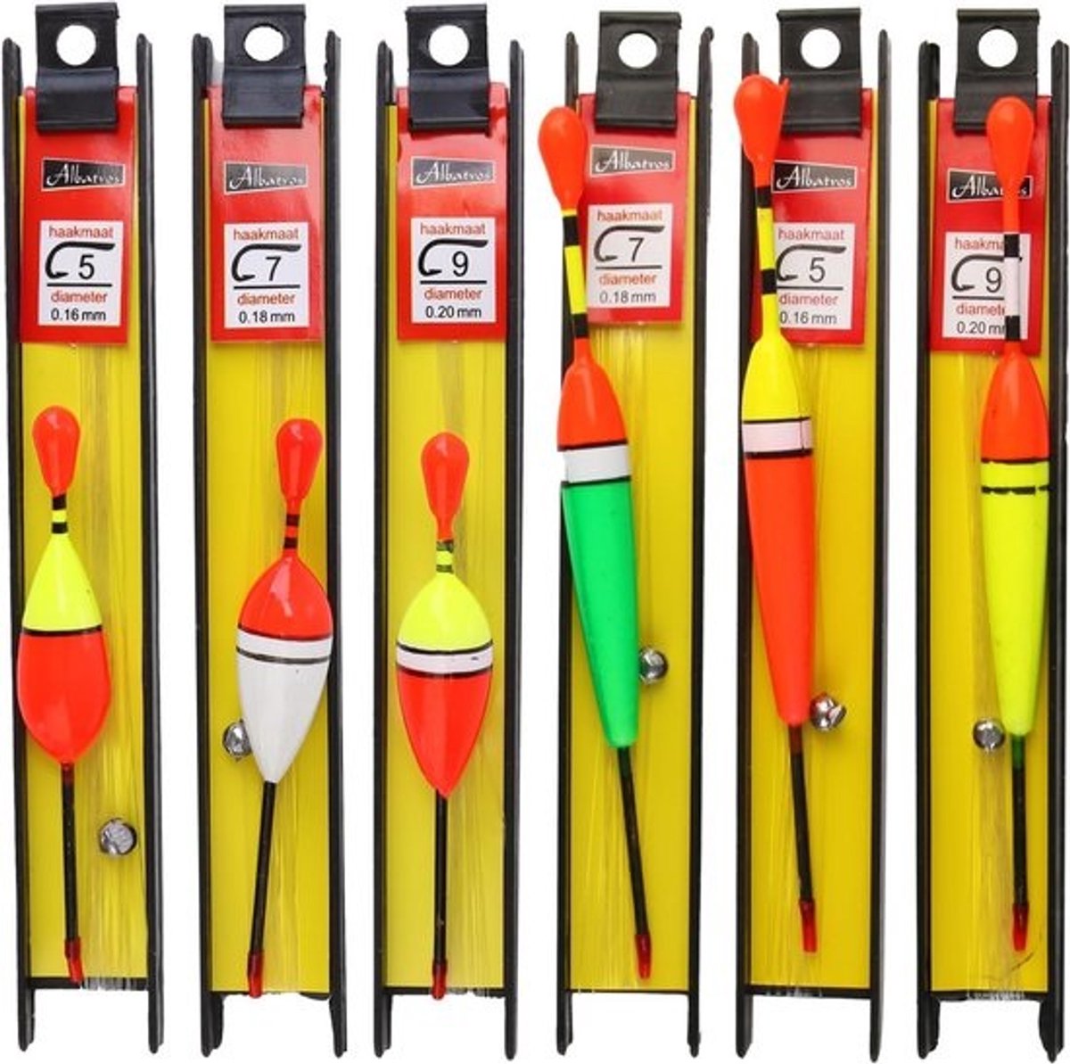 Set van 6 Visdobbers met Lijn en Haken voor Zoet- en Zoutwater Vissen