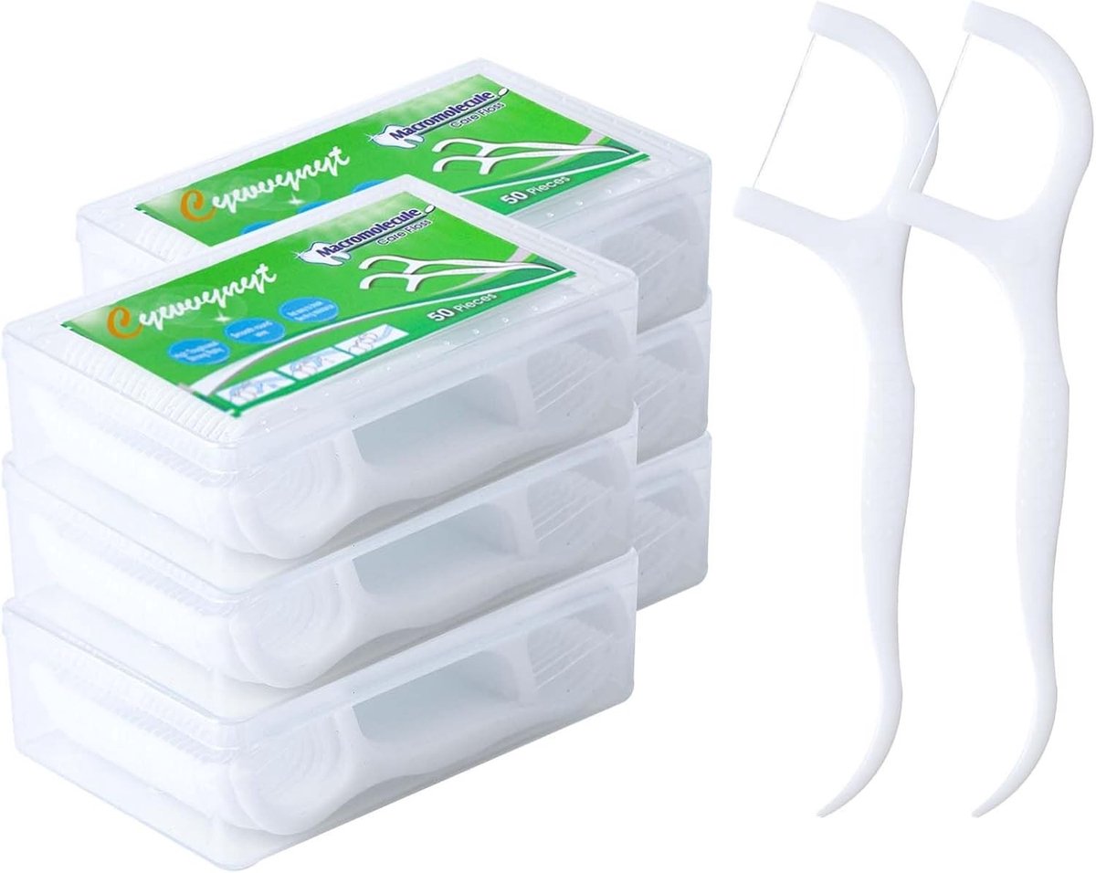 Tandzijde Sticks - 300 Stuks - Y-vormige Flossers met Houder - Voor Tandverzorging