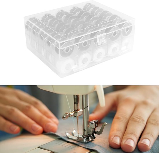 50 stuks klossen voor naaimachine, voor handheld naaien, borduurmachine (zwart, wit) — afbeelding 3