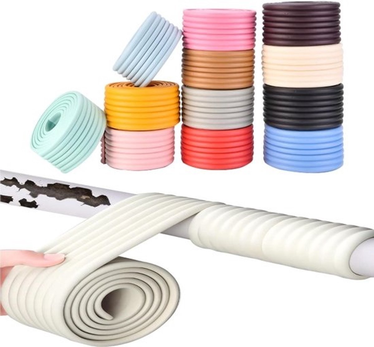 Randbescherming Stootstrip - Hoekbeschermer Meubels - Kinderen Beveiligen - W-vormige Structuur - 5 meter - Beige