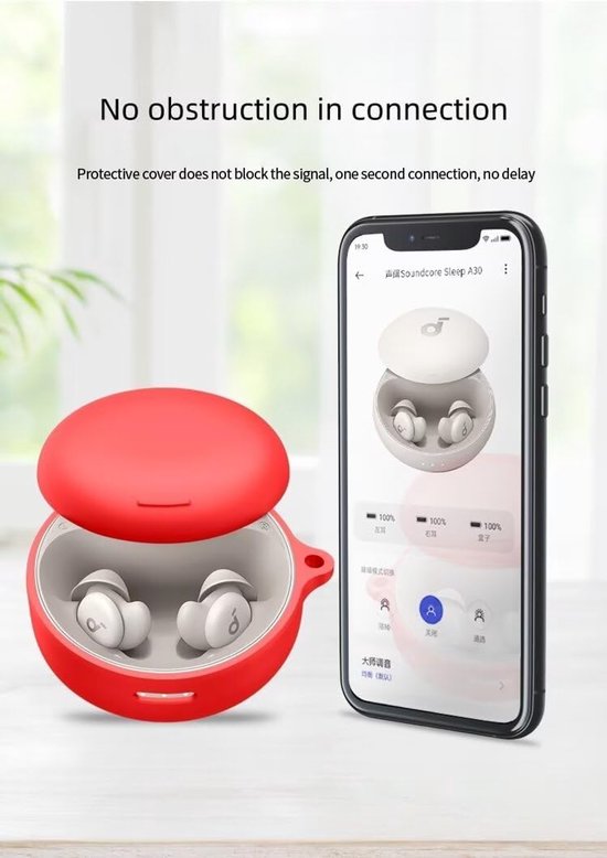 compatibel met Anker Soundcore Sleep A30, schokbestendige siliconen beschermhoes [LED aan de voorkant], compatibel met Anker Soundcore Sleep A30, zwart — afbeelding 5
