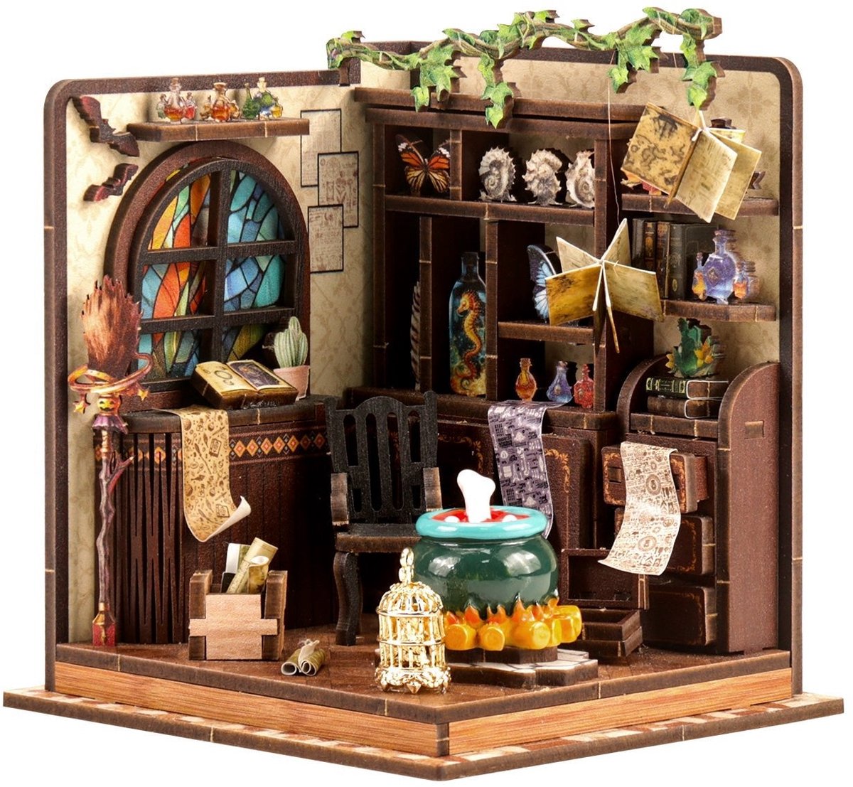 Miniatuur bouwpakket Magic Potion Workshop - 3D Puzzel met Handleiding - DIY - Miniatuur Modelbouw Hout Kinderen en Volwassenen - Houten bouwpakket - Assemblr