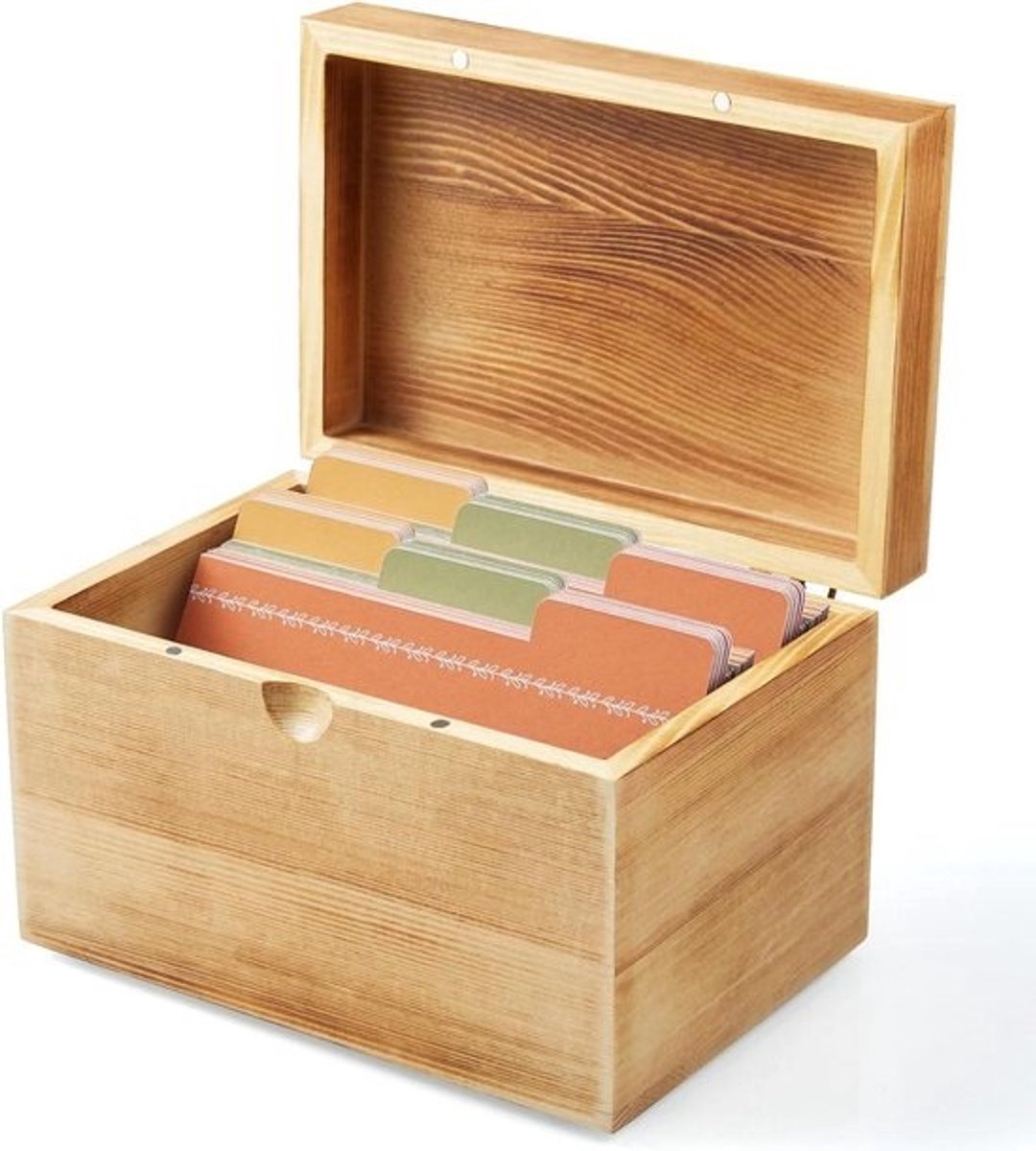 Index kaarthouder - Notecard houder - Organiseer notities - Handgemaakt van hout - 3x5 inch - Bruin