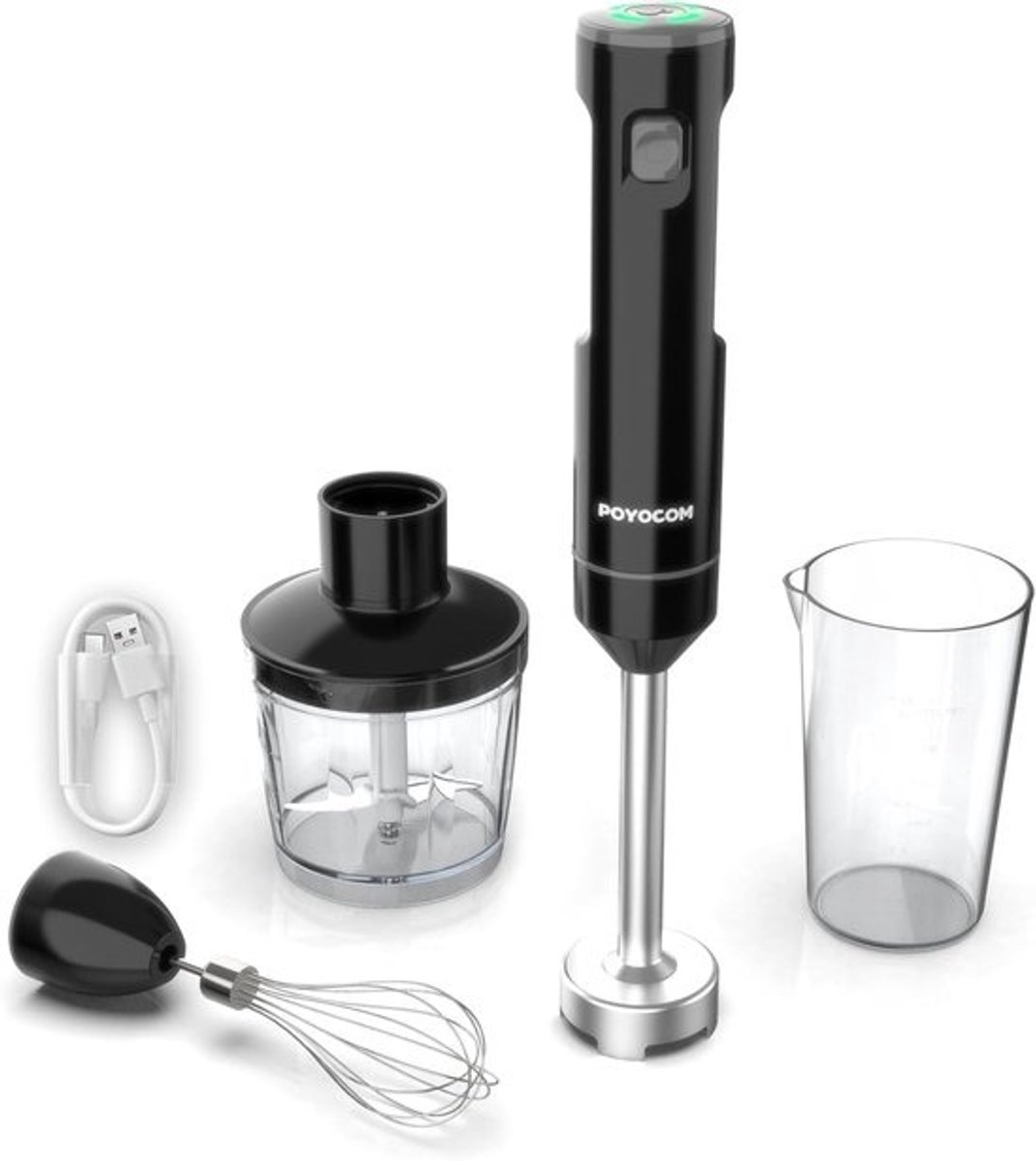 Draadloze Staafmixer - Handmixer Oplaadbaar - Smoothies Maken - Variabele Snelheid - 600ml Capaciteit - Zwart