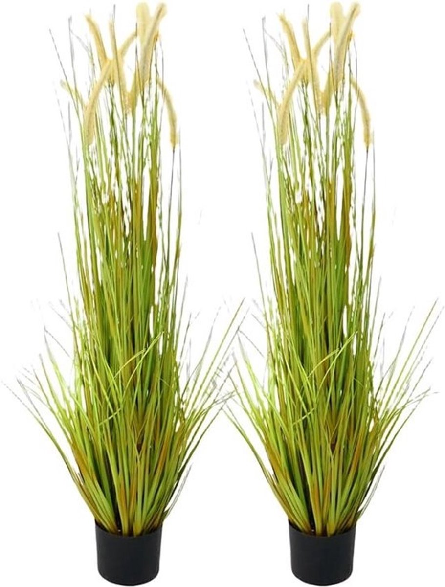 2x Kunstgras in Pot - 120 cm Hoog - Realistisch Siergras voor Binnen en Buiten