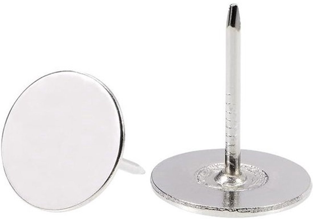 sourcing map Nagel Behang, spijker, meubels, punaise, punt, wandtapijt, decoratie, 19 mm x 25 mm, platte kop, zilverkleurig, voor bank, bed, 20 stuks