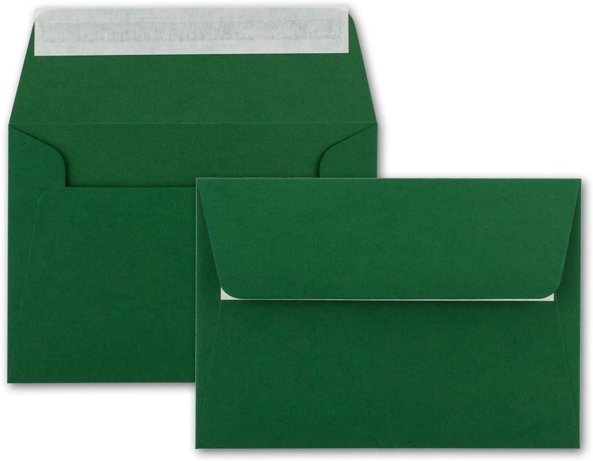 100x Brief-Umschläge B6 - Donkergroen - 12,5 x 17,5 cm - Zelfklevende sluiting 120 g/m² - brede edelen sluiting-Lasche - hoogwaardige uitnodigings-Umschläge