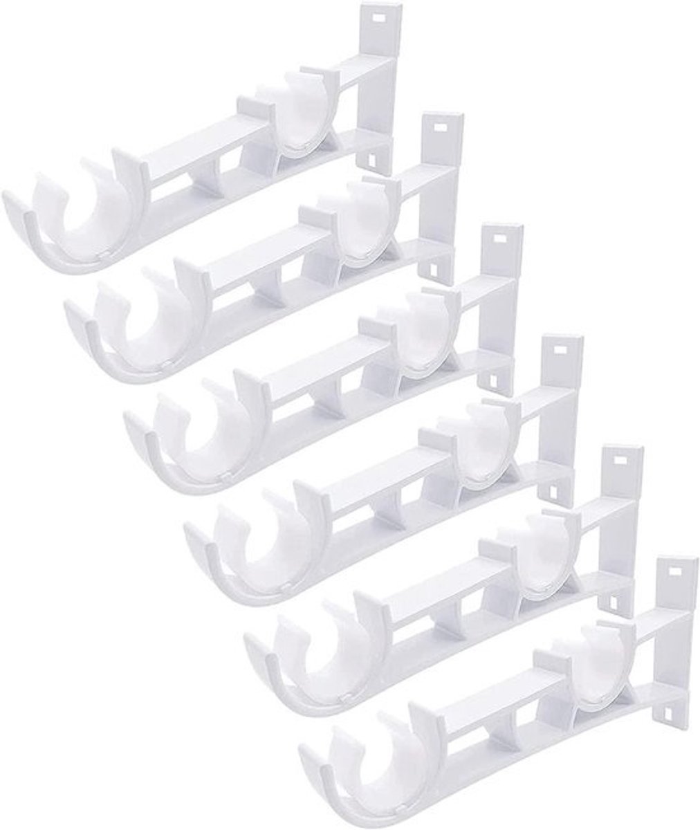 6 stuks-Gordijnhaken-Douchegordijn- Gordijnklemmen- Badkamerhaken-Gordijnroedebeugel-Gordijnroedehaken-Wit
