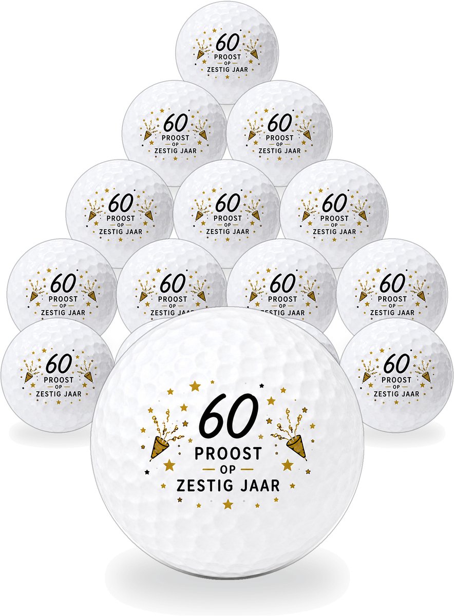 Wilson Golfballen 60 Jaar - Verjaardag Golf Cadeau - 15 stuks - Golfbal met Opdruk