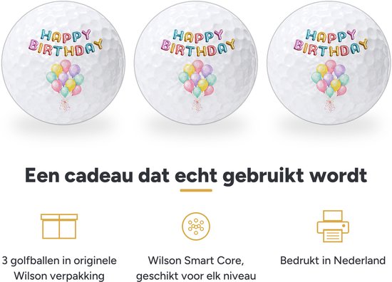 Golfballen Happy Birthday Ballonnen - Verjaardag Golf Cadeau - 3 stuks - Wilson van Wilson — afbeelding 2