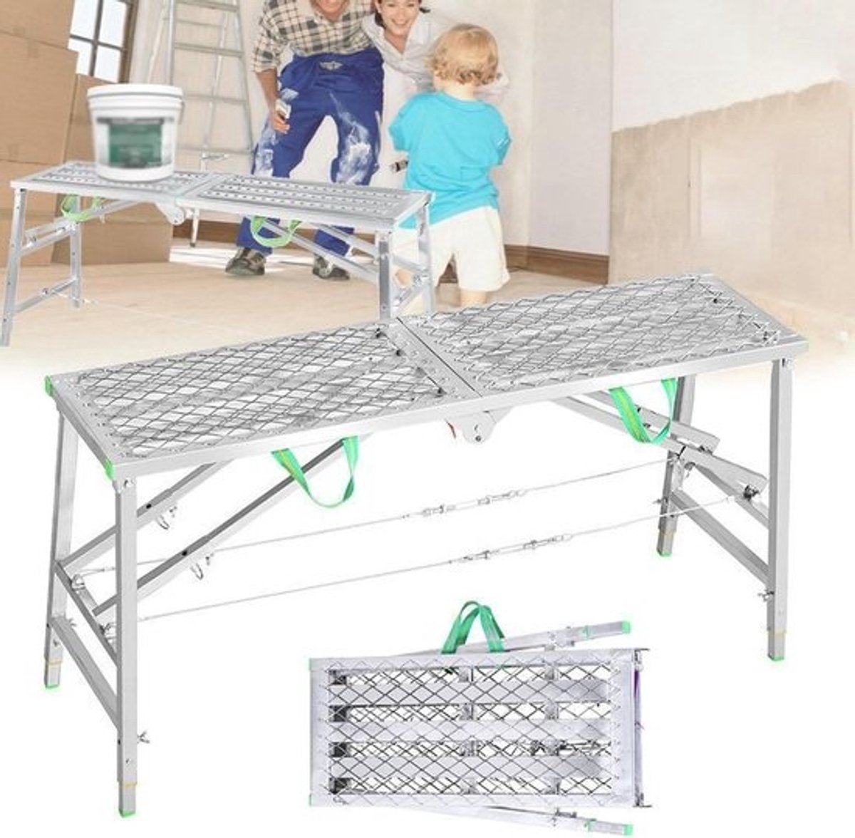 Vouwsteiger Werkplatform - Verstelbare Steiger - Woningverbetering - Opvouwbaar en Verstelbaar - 200 cm - Zilver