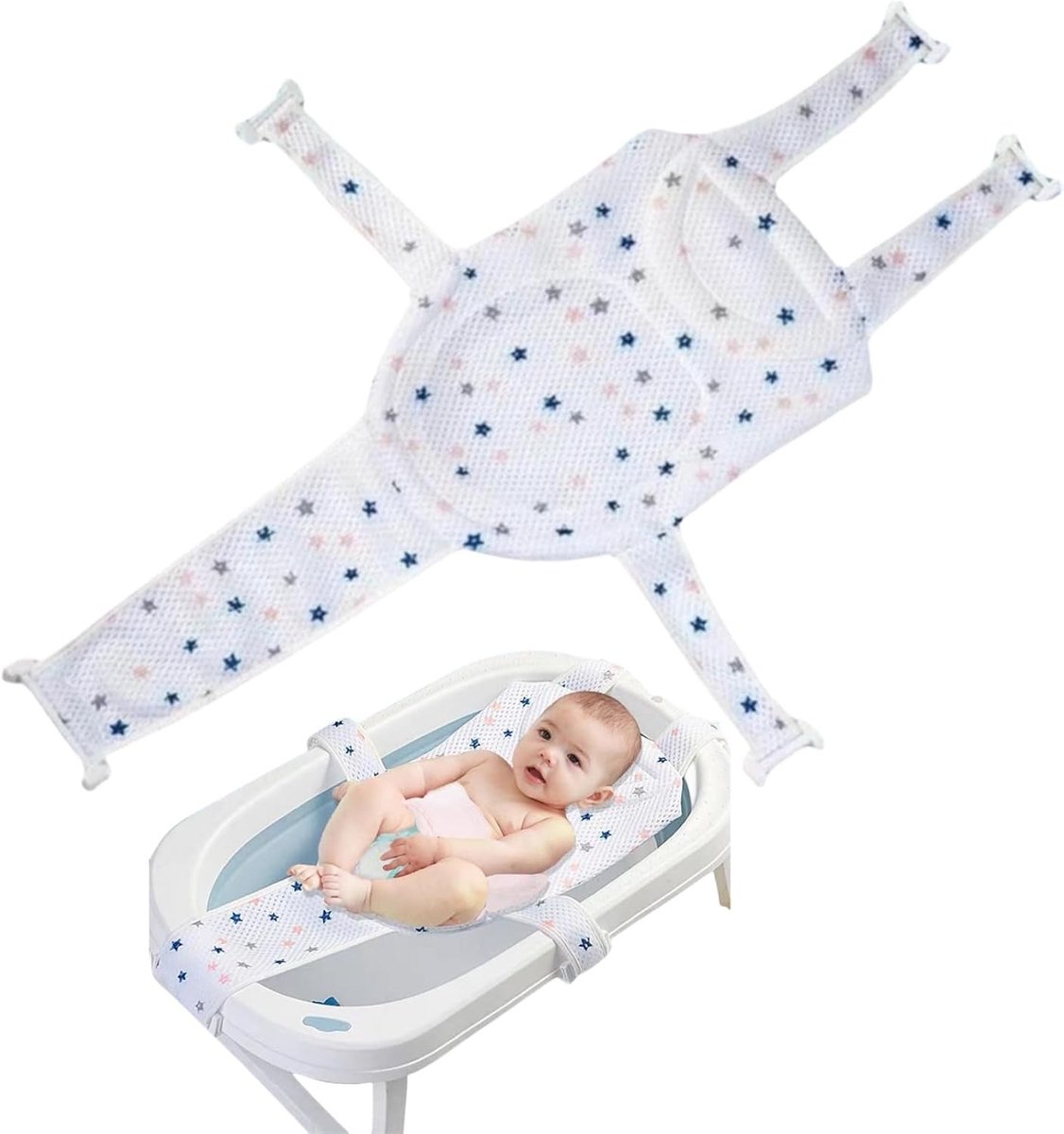 Comfortabel Baby Badsteun Kussen, Antislip Badzitje en Badnet voor Veilig Badderen, Badaccessoires voor Pasgeborenen en Baby's
