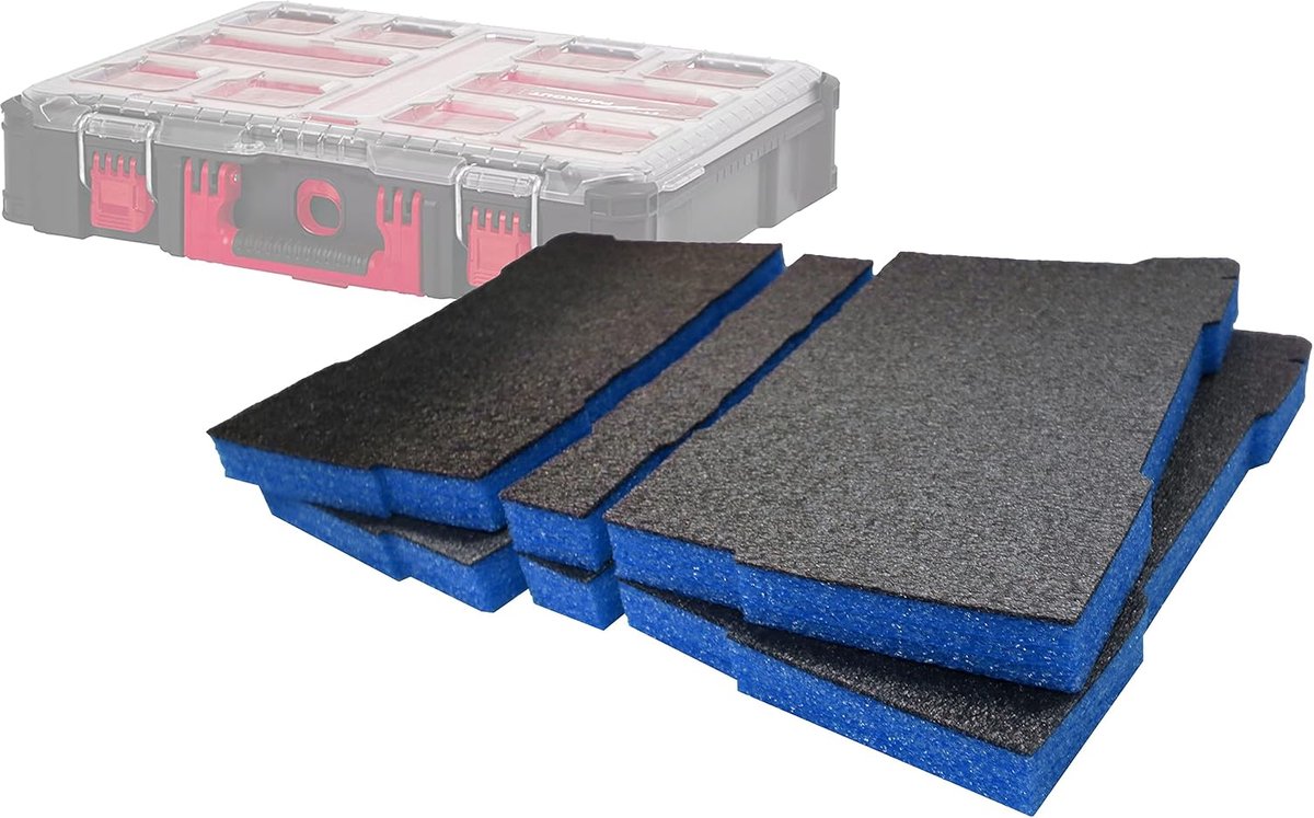 Foam Packout Organizer Inserts - Past op de Milwaukee Packout Organizer [Blauw 30mm Twin Pack] Easy Peel Foam voor Milwaukee Packout System | Inclusief middengedeelte
