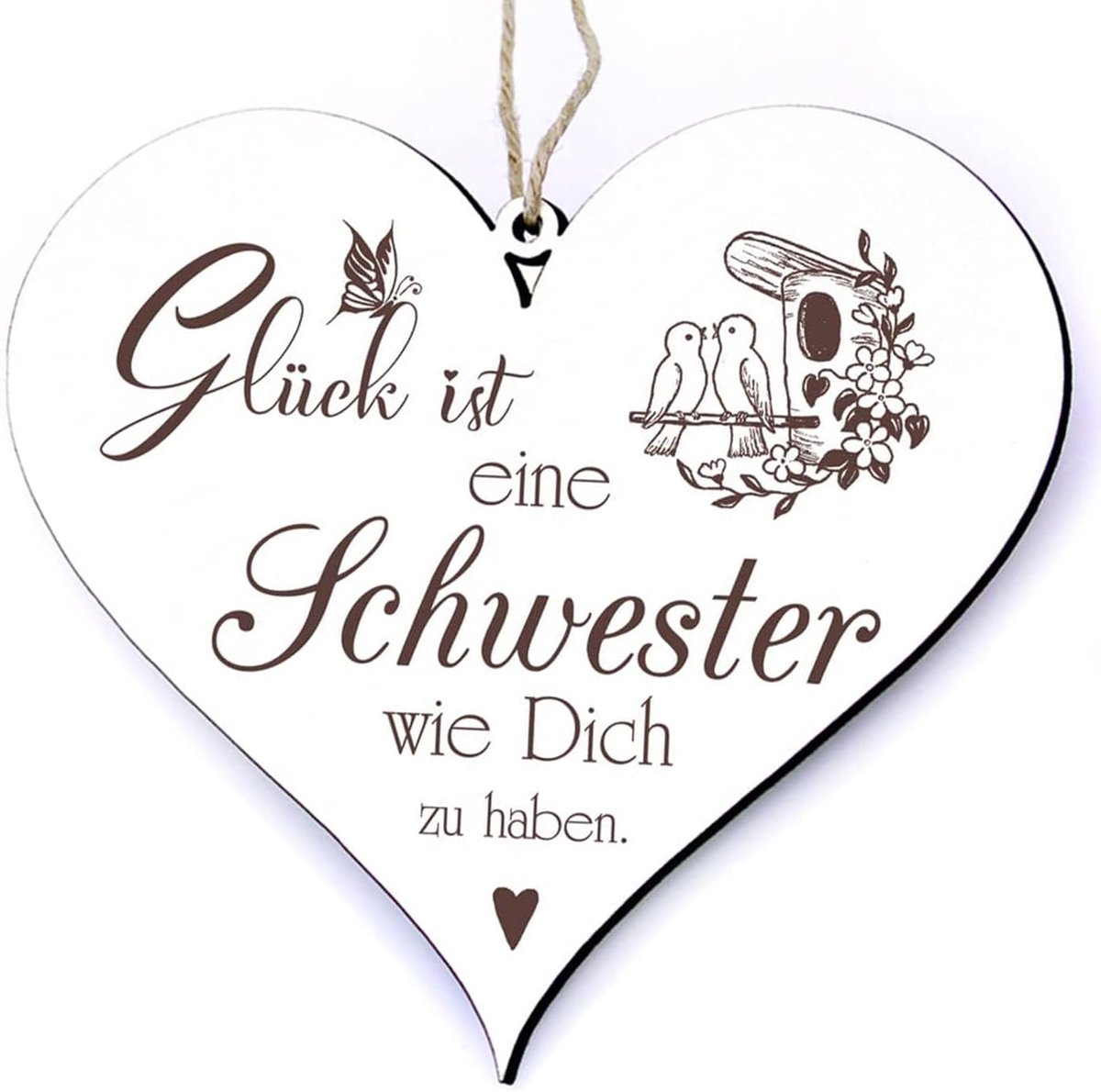 Bord Beste Schwester der Welt incl. Hanger in de set (Glück ist eine Schwester wie Dich zu haben)
